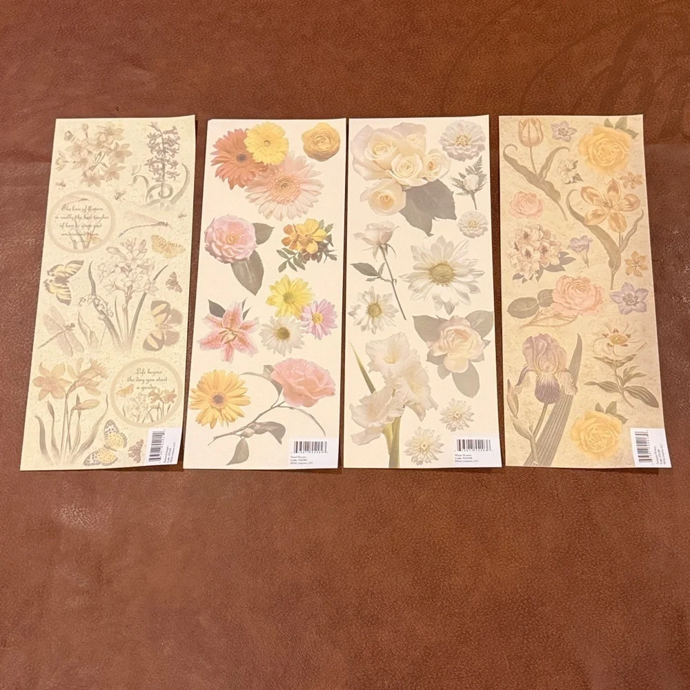 K&Company Embossed Scrapbook Floral Sticker Sheets Set of 9 NWOT